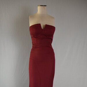 Lulu's Maroon Maxi Strapless Dress Formal
